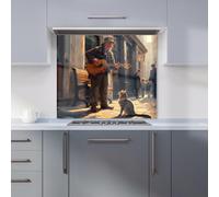 Busker's Melody and the Cat Kitchen Splashback Warren Reed - Designer Multi 600mm x 750mm