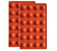 BUSOHA 24 Cavities Semicircle Silicone Molds - Mini Semi Sphere Round Dome Fondant Mold, Bomb Teacake Baking Pan for Cake Decoration, Chocolate Candy Gummy Mousse Jelly Pudding Ice Cube Tray, Set of 2