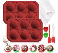 BUSOHA Christmas Silicone Hot Chocolate Bomb Mold - 2 Pack 6 Cavity Cake Baking Silicone Molds Medium Semi Sphere Baking Mold for Making Chocolate, Cake, Pudding,Jelly, Mousse,Ice Cube