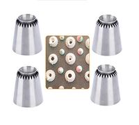 BUSOHA Russian Piping Tips Baking Kits Piping Nozzles Sultan Ring Cookies Mold Kits Cake Decorating Supplies for Kitchen Gift (4 pack)