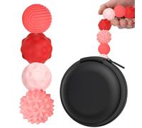 BUSOHA Silicone Magnetic Fidget Balls - 4 Pack Silicone Stress Relief Balls Stone for Adults Sensory Travel Toys for Calming,Stress,Autism and ADHD,Gifts for Kids Girls Boys,Red