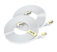 BUSOHE Cat 8 Ethernet Cable 1m 2-Pack, High Speed Flat Gigabit RJ45 Lan Network Cable, 40Gbps 2000Mhz Internet Patch Cord - White