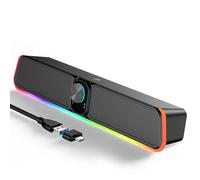 BUSP-HYY Computer Speakers - Wired USB Powered Bluetooth Computer Sound Bar with RGB & Volume Knob, HiFi Stereo Portable Gaming Sound Bar Speaker for Desktop Monitor, PC, Laptop, Tablets, Mac Air/Pro