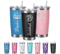 Busparst Personalised Tumbler 20oz Laser Engraved with Name - Customisable Stainless Steel Travel Mug, Double-Wall Insulated for Hot/Cold Drinks Gift for Men, Women