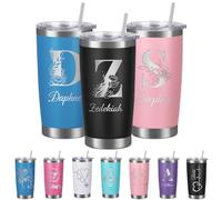 Busparst Personalised Tumbler 20oz Laser Engraved with Name - Customisable Stainless Steel Travel Mug, Double-Wall Insulated for Hot/Cold Drinks Gift for Men, Women