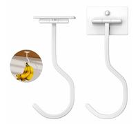 bussdis 2-Pack Under Cabinet Banana Hook - Foldable Magnetic Banana Hangers, Adhesive & Space-Saving, Folds Up When Not in Use, White, for Kitchen, RV, Home, Office