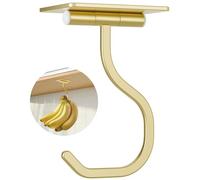 bussdis Banana Hook Under Cabinet - Adhesive Banana Hanger Under Counter, Metal Banana Holder Stand for Hanging Bananas or Kitchen Utensil, Keeps Bananas Fresh, Gold, 1 Pack