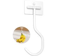 bussdis Banana Hook Under Cabinet: Foldable Banana Hanger Adhesive, Hanging Banana Holder, Stick On, Premium Material, Can Hold 20 Bananas, White