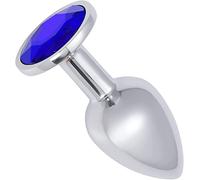 Bussy Metal Anal Plug Butt Plug Training Set Couples, Anal Sex Toys Male Prostate Massager Jewelled Anal Butt Pugs Pure Pleasure in 3 Sizes Adult Sex Toys (Blue, Small), Silver, 1.0 count (GE-Z-604)