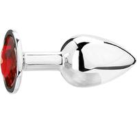 Bussy Metal Anal Plug Butt Plug Training Set Couples, Anal Sex Toys Male Prostate Massager Jewelled Anal Butt Pugs Pure Pleasure in 3 Sizes Women Adult Sex Toys (Red, Small), Silver (GE-Z-604)