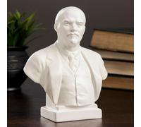 Bust of Famouse Soviet Communist Leader Vladimir Lenin - White Gypsum Figure - 7.1 Inch Tall Historical Russian USSR Revolution Leader - Collectible Souvenir Statue - Бюст Ленин