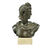 Bust of God Apollo - Greek Roman God of Sun, Music & Prophecy | Handmade Moldano Hard Plaster Sculpture | Classical Mythology Decor | Made in Greece | 11.8 Inches