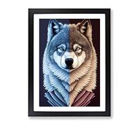 Bust Of The Wolf No.3 Framed Print | A3 Black Framed Wall Art | Ready to Hang | Modern Animal Picture | Living Room Bedroom Lounge Office
