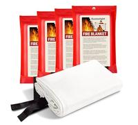 Busteelight Emergency Fire Blanket for Home and Kitchen Safety - 100% Glass Fibre 102 x 102 cm Fire Blanket for Kitchen, Car, Office and School - Fire Blankets British Standard UK (4 Pcs)