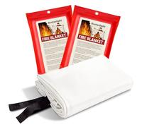 Busteelight Emergency Fire Blanket for Home and Kitchen Safety - 100% Glass Fibre 102 x 102 cm Fire Blanket for Kitchen, Car, Office and School - Fire Blankets British Standard UK (2 Pcs)