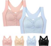 Bustella Bras for Women Front Closure - Front Button Powerful Shaping Comfy Bra, 2-in-1 Wireless Lifting Bras with Shaping Support, Soft Comfort Fit (Pink+Blue, 3XL)