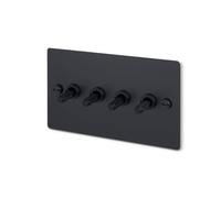 Buster and Punch Dimmer Light Switch, 1G, 2G, 3G, 4G, 2-way, LED, Multiple Colours and Options. (BLACK, 4G, Toggle)