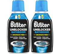 Buster Bathroom Drain Unblocker 300ml, Pack of 2 - Sink Unblocker Removes Hair & Sludge in Showers, Baths & Sinks. Fast-Acting Shower Drain Unblocker Clears Blockages & Slow-Draining Water