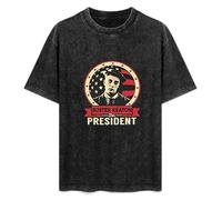 Buster Keaton for President T-Shirt Graphic Tee Printed Top Mens Black Shirt 3XL