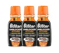 Buster Kitchen Plughole Unblocker (Pack of 3 x 150g) Fast-Acting Sink Unblocker Dissolves Fat, Food & Debris, Drain Cleaner Clears Blockages in Kitchen Sink Pipes - Made in UK