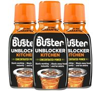 Buster Kitchen Unblocker Plughole 150g Powerful Concentrated Formula Instantly Clears Blocked Sinks & Drains Removes Food, Grease & Fat Build-Up Fast Acting Drain Cleaner for Kitchens Pack of 3