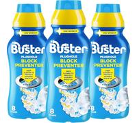 Buster Plughole Block Preventer and Drain Cleaner (Pack of 3 x 500ml) Prevents Blockages and Build-Up in Bathroom and Kitchen Pipes, Fast-Acting Drain Unblocker Removes Bad Odours - Made in UK