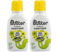 Buster Plughole Sanitiser Citrus Active Gel 300ml Kills Germs & Bacteria Deep Clean Drain Freshener Eliminates Odours, Keeps Sinks & Showers Hygienically Clean, Long-Lasting Freshness Pack of 2