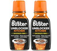 Buster Unblocker Kitchen Plughole 150g Concentrated Powerful Formula Instantly Clears Blocked Sinks & Drains Removes Food, Grease & Fat Build-Up Fast Acting Drain Cleaner for Kitchens Pack of 2