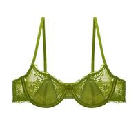 & Bustier Thin Sexy Half Cup Lace Underwear for Women with Large and Small Breasts, Pure Desire Up Bra X Mature, Green, 12