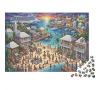 Bustling Seaside Market 1000 Piece Jigsaw Puzzle,Premium Cardboard,Whimsical Challenge,Stress Relief,Educational Toy,Home Wall Decor,Gift Idea,Adults & Kids 14+ 38x26cm