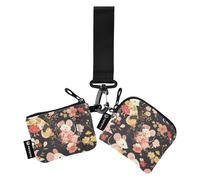 Busy Animal Black Peach Women's Wallets Card Cases Mini Fashion Coin Purse Change Holder with Zipper Coin Pocket for Women 2 Pcs de credito para Hombre