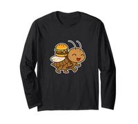 Busy Ant Carrying Burger Cartoon Long Sleeve T-Shirt