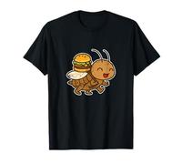 Busy Ant Carrying Burger Cartoon T-Shirt