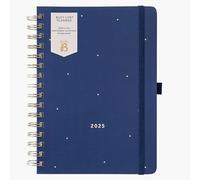 Busy B 12 Month Busy Life Weekly Planner Diary 2025 - Spiral Bound Diary with Week-to-View Layout, Dual Schedule, Tear-Out Lists, Storage Pocket, Pen Loop & Elastic Closure Band - Navy