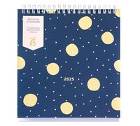 Busy B 2025 Desk Calendar - Jan to Dec, Navy & Gold Spot 2025 Calendar with Built-in Stand & Flip-Top Binding - A5 Work Calendar for Office or Home - Year Planner with Pockets for Organised Planning