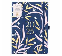 Busy B 2025 Diary - A5 Weekly Planner with To-Do Lists & Notes Pages - Work, School, Office Navy Floral Journal - Week-to-View Layout, 3 Pockets & Year Planner