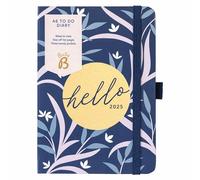 Busy B 2025 Diary A6 Weekly Planner with To-Do Lists & Notes Pages - Compact Navy Floral Journal - Week-to-View Layout, 3 Pockets & Year Planner