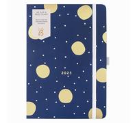 Busy B 2025 Diary Day-A-Page Planner for Students, Professionals & Teachers - A5 Navy Daily Planner with Gold Foil, Elastic Band & Ribbon Marker - Compact Organizer for Desk or Handbag (Jan-Dec)