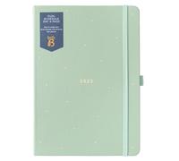 Busy B 2025 Dual Schedule Diary - A5 Sage Green Daily Planner with Two Schedules, Faux Leather Cover & Gold Foil - Work-Life Balance Organiser for Busy Professionals - Jan to Dec 2025 Diary