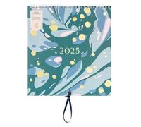 Busy B 2025 Wall Calendar - Family Calendar, Green Marble Design with 5 Columns & Storage Pockets - Monthly 2025 Calendar for Busy Families with Colour-Coded Stickers - 23.5 x 25.5cm