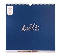 Busy B 2025 Wall Calendar - Weekly Family Calendar for 5 Members with Rose Gold Pen - Navy & Rose Gold A4 - Meal Plans, Shopping Lists, Stickers & Storage Pocket - Week-to-View for Home Organisation