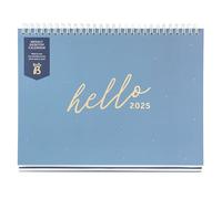 Busy B 2025 Weekly Desk Calendar - Jan-Dec Blue 2025 Calendar with Built-in Stand & Flip-Top Binding - 5 Schedule Work Calendar for Office or Home - Planner for Organised Planning