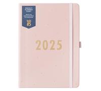 Busy B 2025 Weekly Diary Planner with Pink Faux Leather Cover - A5 Daily Life Organiser, Jan-Dec - Pockets, Stickers & Notes Pages - Compact Design for Work, Home & School Planning
