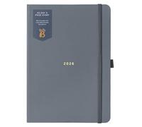 Busy B 2026 A5 Diary Day-A-Page Planner for Students, Professionals & Teachers - Charcoal Daily Planner with Gold Foil, Jan - Dec, Elastic Band & Ribbon Marker - Organizer for Desk or Handbag