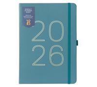 Busy B 2026 A5 Weekly Diary Planner with Faux Leather Pine Cover - A5 Daily Life Organiser, Jan-Dec - Pockets, Stickers & Notes Pages - Clever Design for Work, Home & School Planning