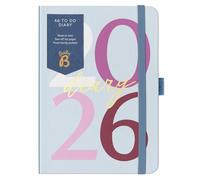 Busy B 2026 Diary A6 Weekly Planner with To-Do Lists & Notes Pages - Compact Blue Graphic Journal - Week-to-View Layout, 3 Pockets & Year Planner