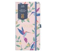 Busy B 2026 Slim Weekly Planner Diary with Birds Cover - Compact Design Pocket Diary, Week to View Layout, Notes Pages & Storage Pocket - Handbag-Sized Journal for Organisation