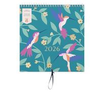 Busy B 2026 Wall Calendar - Family Calendar, Birds Design with 5 Columns & Storage Pockets - Monthly 2026 Calendar for Busy Families with Colour-Coded Stickers - 23.5 x 25.5cm