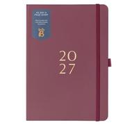 Busy B 2027 A5 Day-a-Page Diary - Burgundy - Gold Foil & Ribbon Marker