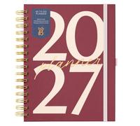 Busy B 2027 A5 Spiral Diary - Burgundy Graphic - Tabs & Stickers